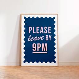 Please Leave By 9Pm Print, Entryway Wall Art, Colourful Quote Unframed A5 A4 A3 Pink Typography Hallway Prints - thumbnail 3
