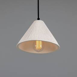 Tilia Organic Ceramic Cone Pendant Light Matte White Striped 11 - thumbnail 4