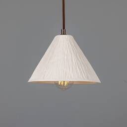 Tilia Organic Ceramic Cone Pendant Light Matte White Striped 11