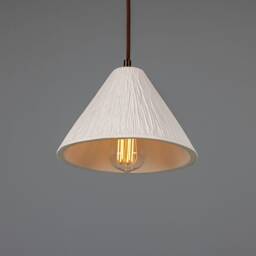 Tilia Organic Ceramic Cone Pendant Light Matte White Striped 11 - thumbnail 2