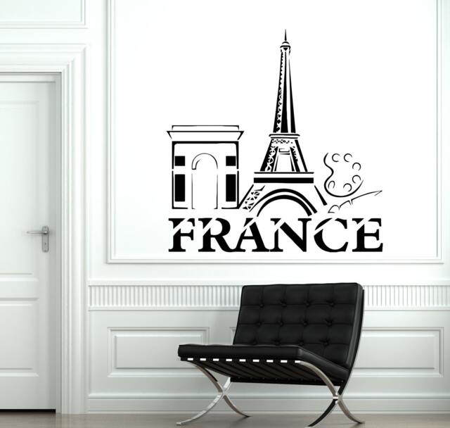 Wall Decal Paris France Eiffel Tower French Building Vinyl Sticker 1826Dz - image 1