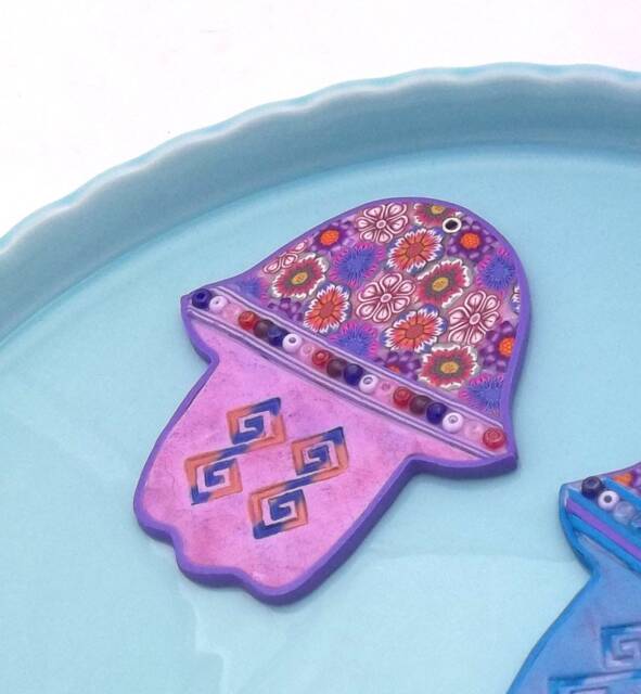 Hand Wall Hanging, Hamsa, Purple Good Luck Gift, Of Fatima, Home Blessing, Judaica, Spiritual Art, Hamsa Hand, Decor - image 1