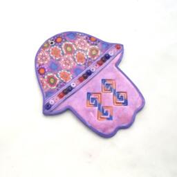 Hand Wall Hanging, Hamsa, Purple Good Luck Gift, Of Fatima, Home Blessing, Judaica, Spiritual Art, Hamsa Hand, Decor - thumbnail 2