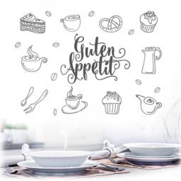 Bon Appetit Wall Sticker For Dining Room Kitchen Cafe Snack Bar Decoration Tattoo Decal W501B - thumbnail 3