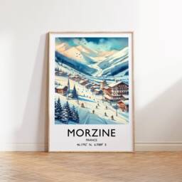 Morzine Ski Poster Print - Watercolour Alpine Art - Travel Wall Artwork Skiing Gifts French Alps Decor Resort Snowboarding Gift - thumbnail 1
