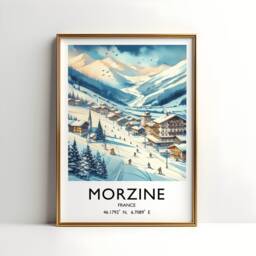Morzine Ski Poster Print - Watercolour Alpine Art - Travel Wall Artwork Skiing Gifts French Alps Decor Resort Snowboarding Gift - thumbnail 3