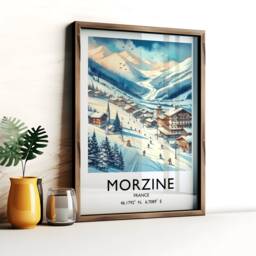 Morzine Ski Poster Print - Watercolour Alpine Art - Travel Wall Artwork Skiing Gifts French Alps Decor Resort Snowboarding Gift - thumbnail 2