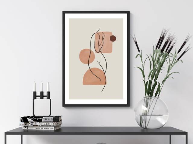 Body Line Art Female Curves Abstract - Wall Print Gift Idea Bespoke Poster A5 A4 A3 Framed - image 1