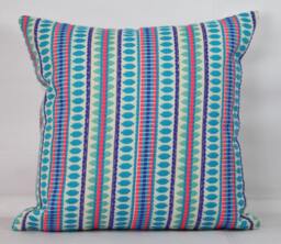 Turquoise Striped Pillow Cover Handmade Cotton Cushion, King Size