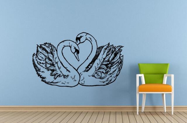 Two Beautiful Graceful Lake Birds Swans Window Wall Decal Vinyl Sticker Mural Room Decor L1723 - image 1