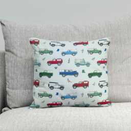 Land Rover Cushion Cover, Handcrafted in North Wales, Emma Lawrence Designer Fabric, Bespoke 4x4 Home Decor, Gift For Him/Her - thumbnail 3