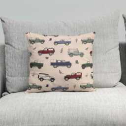 Land Rover Cushion Cover, Handcrafted in North Wales, Emma Lawrence Designer Fabric, Bespoke 4x4 Home Decor, Gift For Him/Her - thumbnail 2