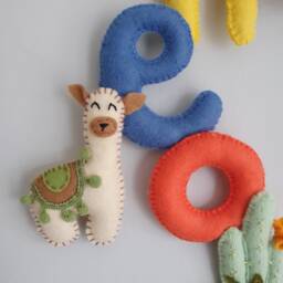 Llama Love Vertical Name Garland - Felt Llama Cactus Wall Decoration Bedroom Nursery - thumbnail 3