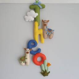 Llama Love Vertical Name Garland - Felt Llama Cactus Wall Decoration Bedroom Nursery - thumbnail 2