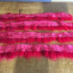 Coyote Fur Dyed Red Parka Ruff Fur Strip Hood Replacement Made in Usa - thumbnail 2