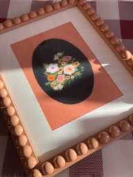 Wooden Bobbin Bobble Photo Frame With Floral Print, Picture Frame, Hand Painted, Glossy Lacquered - thumbnail 1