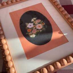 Wooden Bobbin Bobble Photo Frame With Floral Print, Picture Frame, Hand Painted, Glossy Lacquered - thumbnail 2