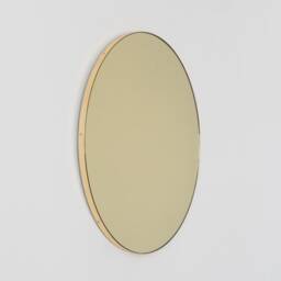 Orbis??? Gold Tinted Round Contemporary Handcrafted Mirror With A Brass Frame - thumbnail 3