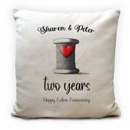 Personalised Cotton Anniversary Cushion Cover Gift - 2nd Wedding Custom Text Lounge Dining, Kitchen Decor 40cm - thumbnail 2