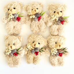 Beige Teddy Bear Christmas Ornament Plush Holiday Decor - thumbnail 2