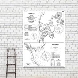 Antique Harbor Chart Art Print Castine & Belfast, Maine - thumbnail 1