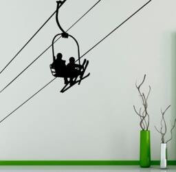 Ski Lift Wall Vinyl Decal Mountain Sticker Landscape Home Interior Bedroom Decor Extreme Design 9(Mnt - thumbnail 1