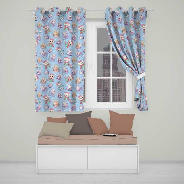 Cute Kittens Puppies Snow Globes Christmas Seamless Pattern Readymade Eyelet Ring Top Thermal 100% Blackout Curtains - image 1
