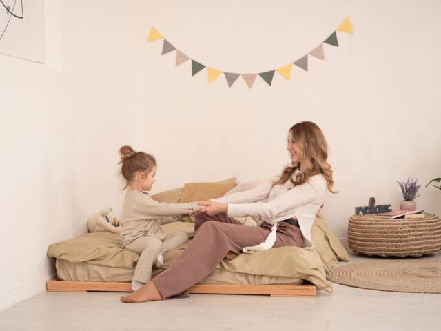 Low Profile Bed Frame, Full Size Floor Bed, Frame King, Tatami Platform Wood Japanese - image 1