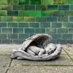 Concrete Baby Angel Sculpture For Garden Stone Statue Home Sleeping Guardian Figurine Yard Ornament Winged Outdoor Decoration - thumbnail 1