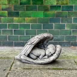 Concrete Baby Angel Sculpture For Garden Stone Statue Home Sleeping Guardian Figurine Yard Ornament Winged Outdoor Decoration - thumbnail 4