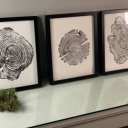 Pine Post Woodcut Print, Tree Ring Art 11 X 14 Handmade Arbor Wall Hanging - thumbnail 2