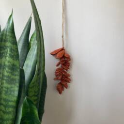 Terracotta Ceramic Petal Wall Hanging Wabi Sabi Pottery Decor - thumbnail 3