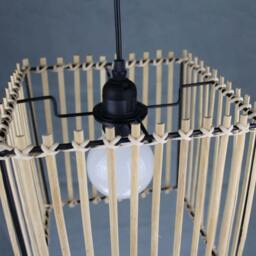 Bamboo Pendant Light Rectangle Metal Frame, Natural Woven Shade - thumbnail 3