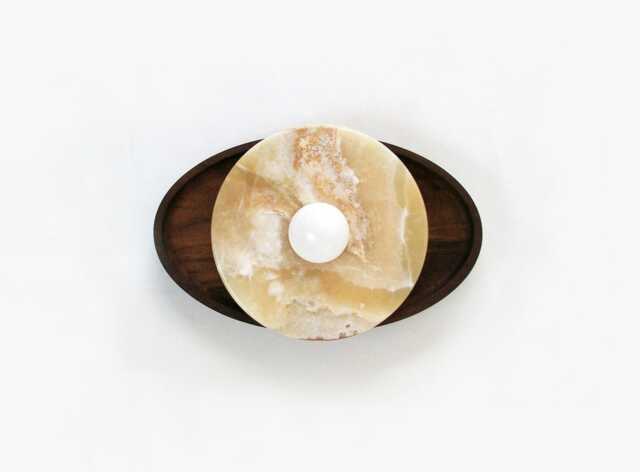 Ellipse Walnut & Onyx Bohemian Wall Fixture Light Living Room Lamp Powder Sconce Kitchen Entry - image 1