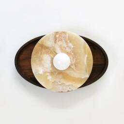 Ellipse Walnut & Onyx Bohemian Wall Fixture Light Living Room Lamp Powder Sconce Kitchen Entry - thumbnail 3