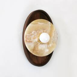 Ellipse Walnut & Onyx Bohemian Wall Fixture Light Living Room Lamp Powder Sconce Kitchen Entry - thumbnail 2