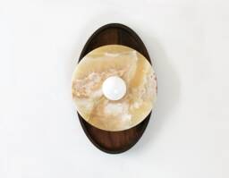 Ellipse Walnut & Onyx Bohemian Wall Fixture Light Living Room Lamp Powder Sconce Kitchen Entry - thumbnail 1