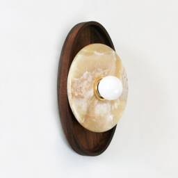 Ellipse Walnut & Onyx Bohemian Wall Fixture Light Living Room Lamp Powder Sconce Kitchen Entry - thumbnail 4