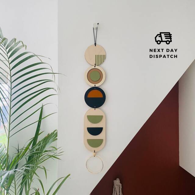 Mid Century Wall Hanging - Slim Geometric Modern Art Bauhaus Decor - image 1