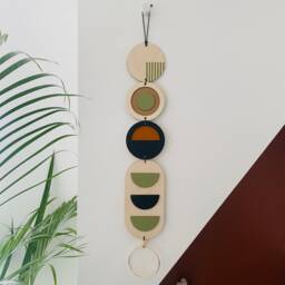 Mid Century Wall Hanging - Slim Geometric Modern Art Bauhaus Decor - thumbnail 2