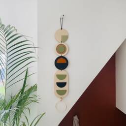 Mid Century Wall Hanging - Slim Geometric Modern Art Bauhaus Decor - thumbnail 4