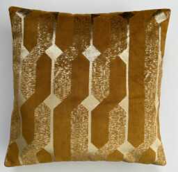Gold Saffron Velvet Cushion Cover, Handmade Jacquard Ikat Cushion, Decorative Pillow 17''x17''/44x44 cm - thumbnail 1