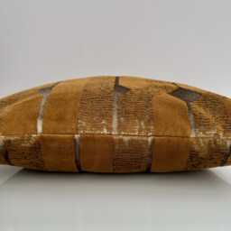 Gold Saffron Velvet Cushion Cover, Handmade Jacquard Ikat Cushion, Decorative Pillow 17''x17''/44x44 cm - thumbnail 3