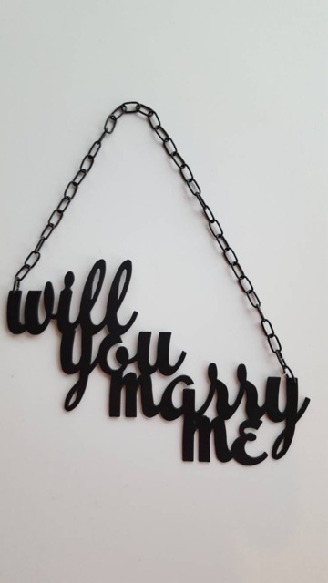 Will You Marry Me. Me Sign. Metal Wall Art. Engagement Home Decor. Sign With Chain - image 1