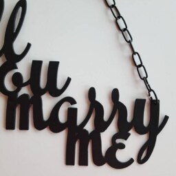 Will You Marry Me. Me Sign. Metal Wall Art. Engagement Home Decor. Sign With Chain - thumbnail 2