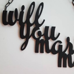 Will You Marry Me. Me Sign. Metal Wall Art. Engagement Home Decor. Sign With Chain - thumbnail 3