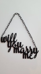 Will You Marry Me. Me Sign. Metal Wall Art. Engagement Home Decor. Sign With Chain - thumbnail 1