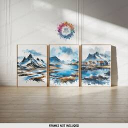 Iceland Landscape Print Set - Of 3 Posters - Vintage Art Decor Travel Poster Reykjavik Wall Hanging Artwork Gift Living Room