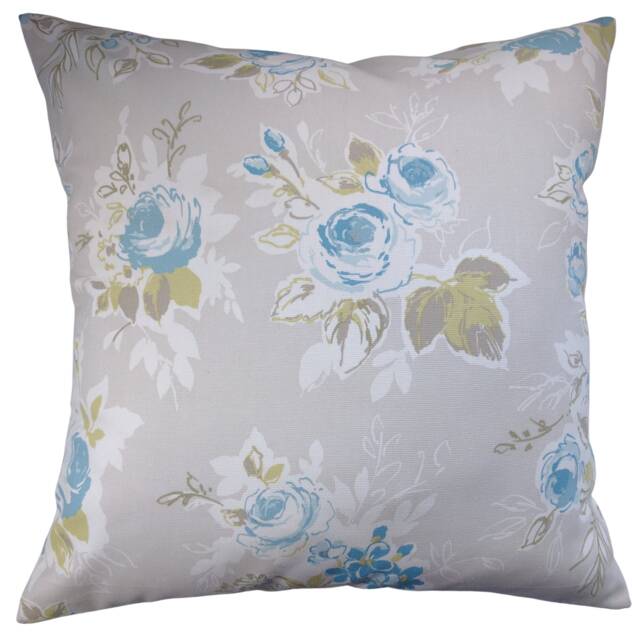 "Blue & Grey Rose Garden Cushion Cover 14"" 16"" 18"" 20" - image 1