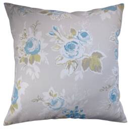 "Blue & Grey Rose Garden Cushion Cover 14"" 16"" 18"" 20" - thumbnail 1